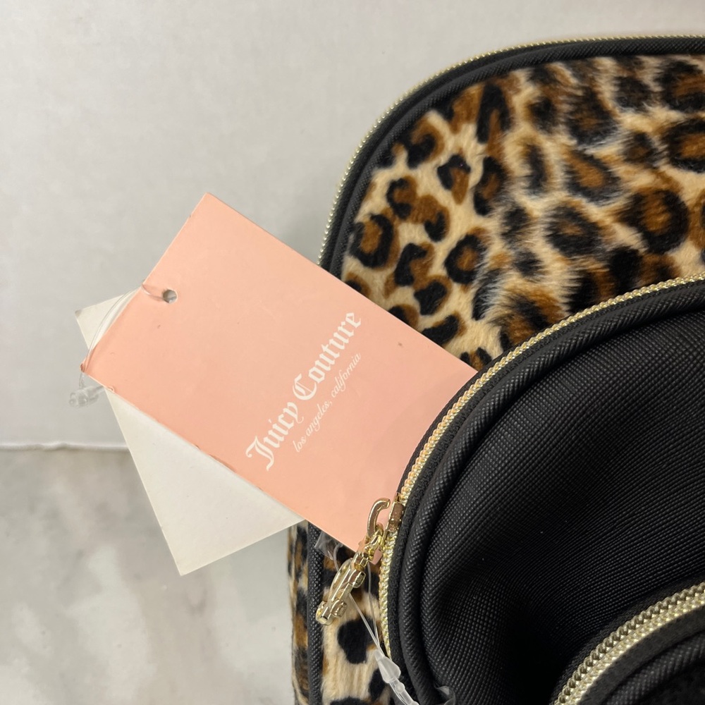 Juicy Couture Set Of 3 Black & Leopard Travel Make Up Toiletry Cosmetic Bags NWT - Picture 9 of 13